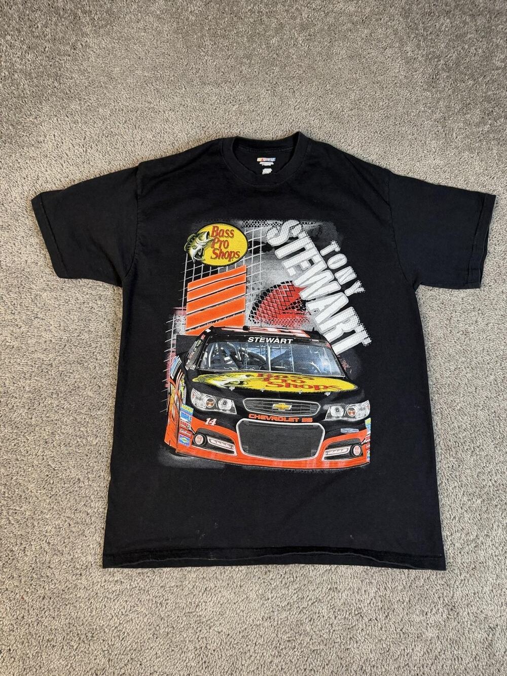 Tony Stewart Shirt Mens L Black NASCAR Stewart-Haas Racing Bass Pro 14
